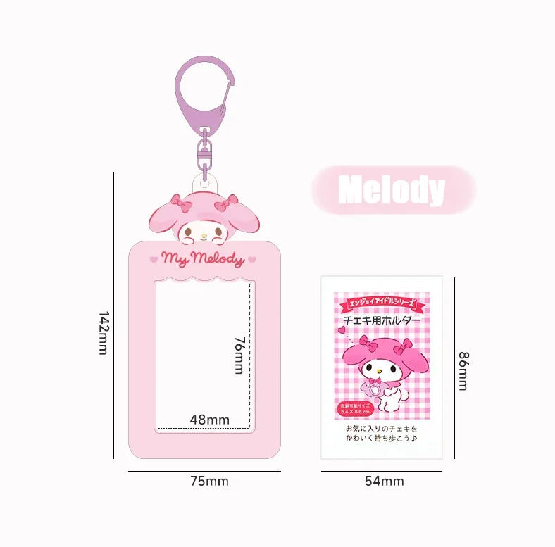 Sanrio Card Holder Hello Kitty Cinnamoroll Kuromi My Melody Photo Card Keychain Kawaii Bag Kpop Style Pendant Student Gift Toys
