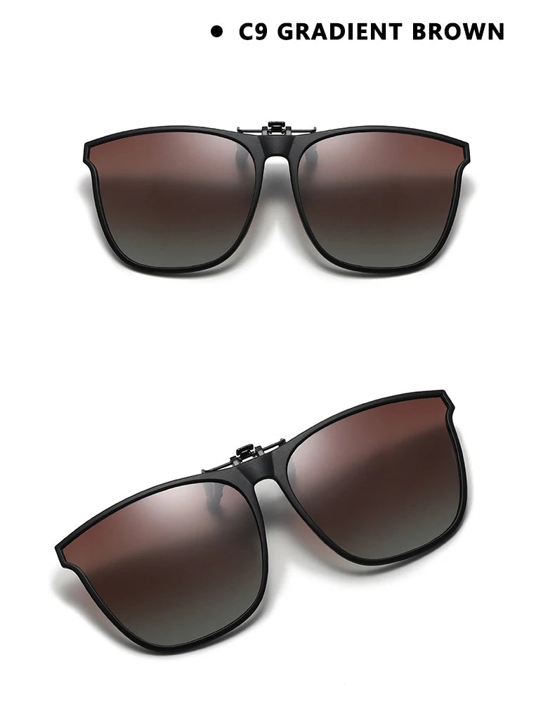 Polarized Clip On Sunglasses Men Car Driver Goggles Night Vision Glasses Anti Glare Vintage Square Glasses Oculos