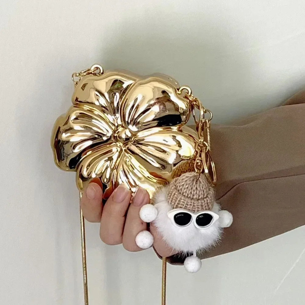 Elegant Rose Gold Acrylic Clutch with Removable Chain Strap - Magnetic Closure, PVC Lined, Suitable for Parties and Proms