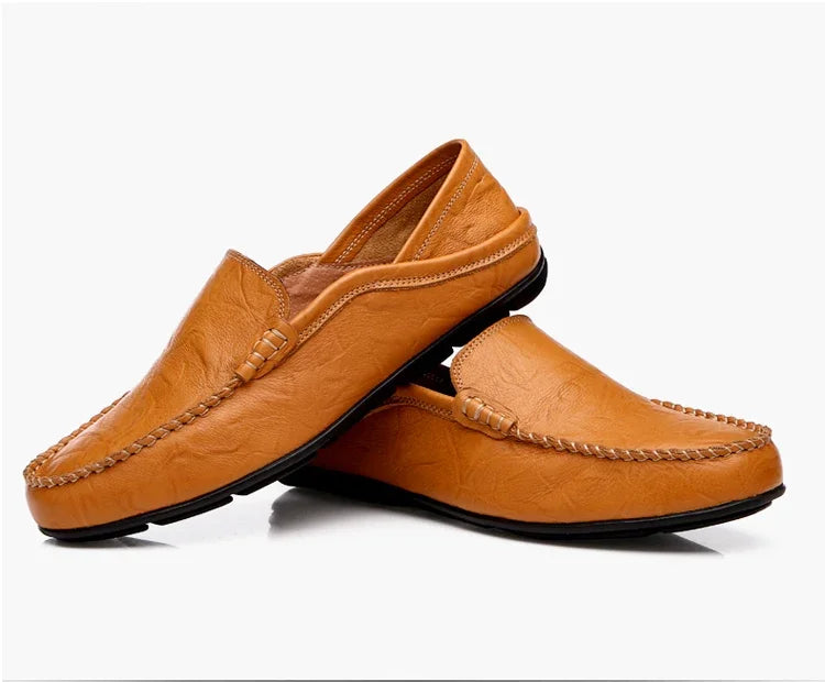 Men Loafers 2024 New Leather Shoes Men‘s Casual Shoes Moccasins Breathable Sneakers Men Driving Shoes Comfort Flats Plus Size 46