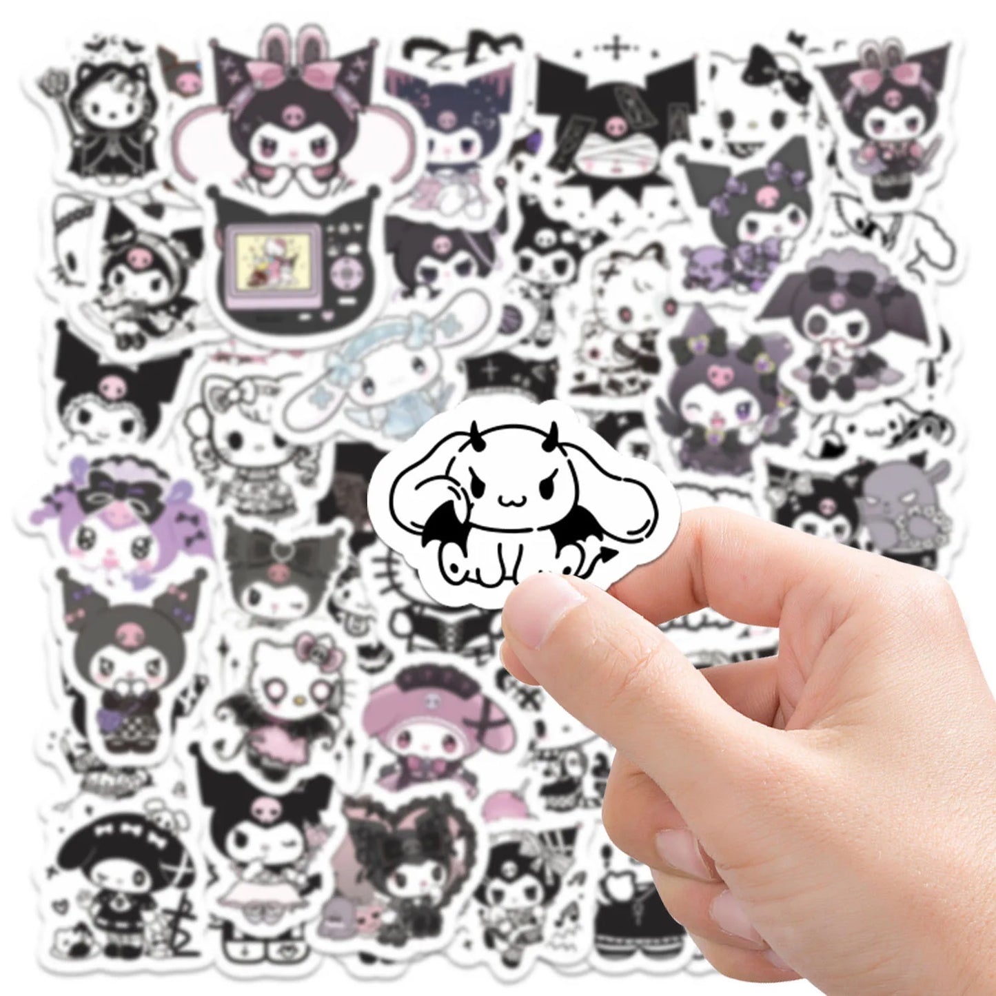 60pcs Kawaii Gothic Kuromi Stickers Hello Kitty for Kids Girls DIY Laptop Phone Diary Cute Cartoon Sanrio Sticker Decals