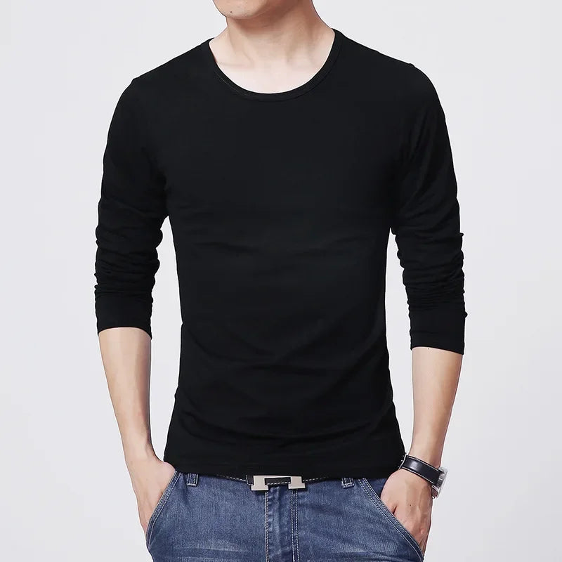 2025 MRMT 新品 メンズ Tシャツ 長袖 スリム メンズ Tシャツ 若者向け 純色 トップス Tシャツ Oネック 男性 ボーイズ Tシャツ