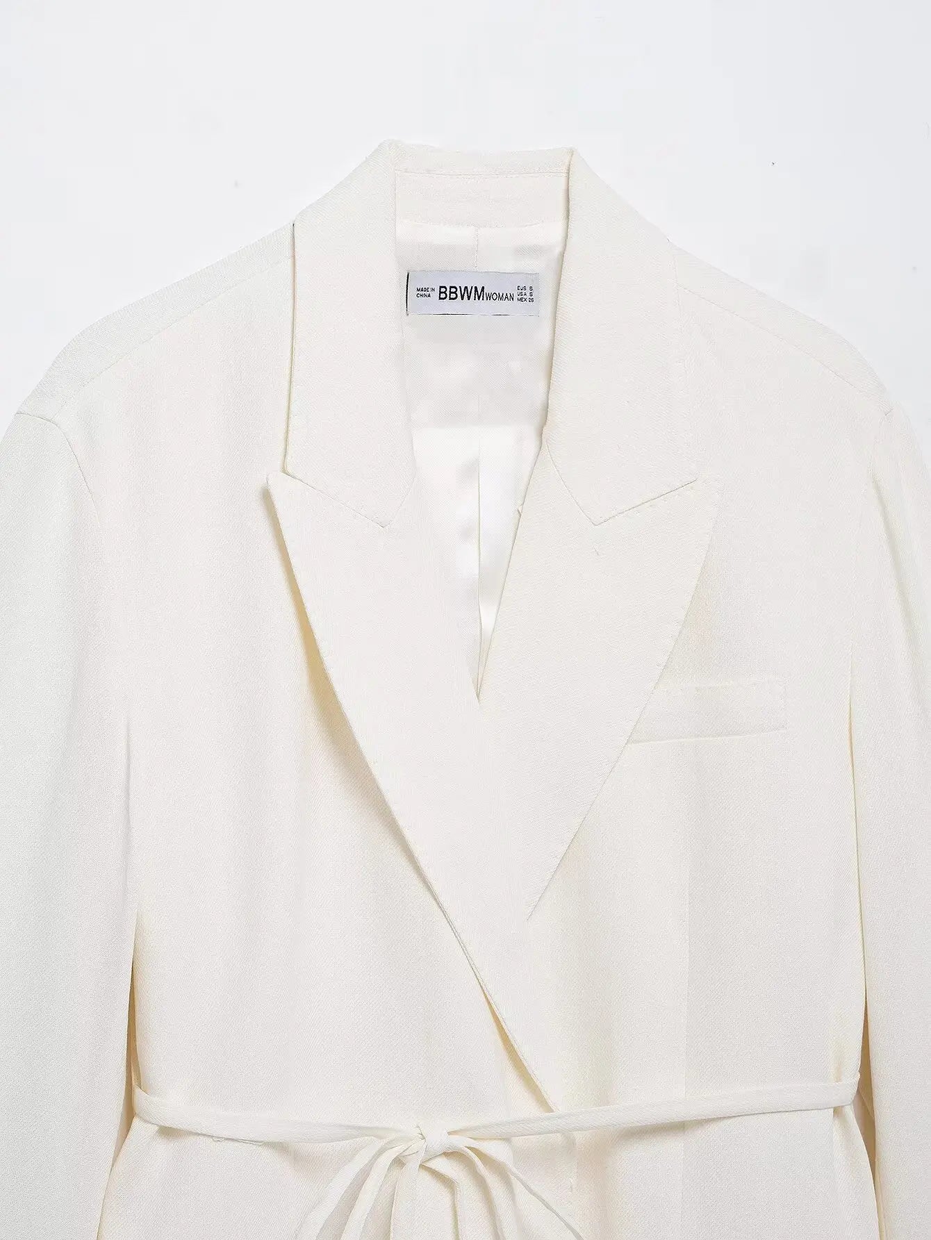 TRAFZA Women's Suits White Turn-Down Collar Long Sleeves Lace-Up Blazers+High Waist Zipper Long Pants Female Spring Fashion Sets