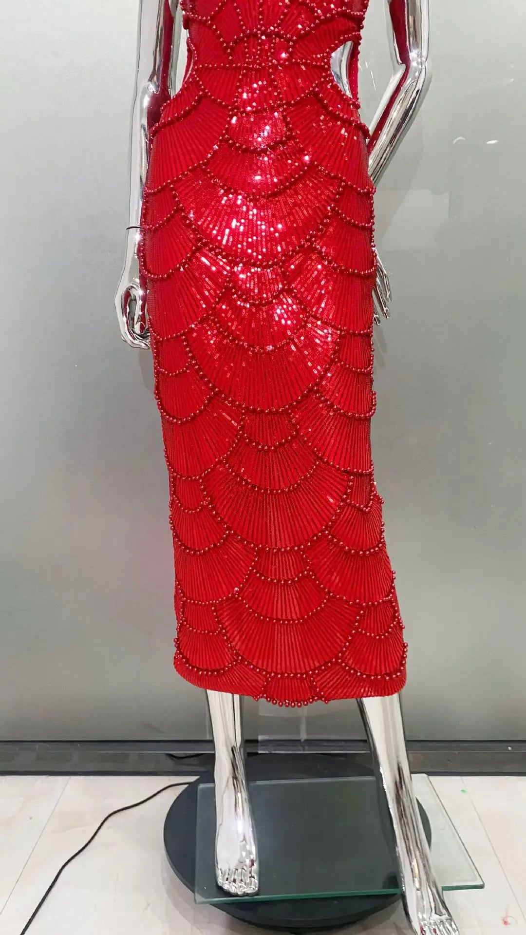 Deluxe Exquisite Sequin Beaded Sexy Hollow Suspender Dress Celebrity Birthday Party Dinner Dress Sweet Date Prom Dress