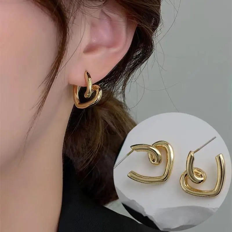 925 Silver Needle Korean Big Elegant Earrings For Woman Metal Jewelry 2025 Trending Vintage Geometric Women's Earrings Z40