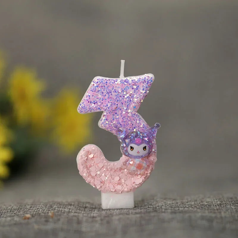 Kuromi Digit 0-9 Candle Sanrio Anime Birthday Decoration Baby Shower Gender Reveal Anniversary Cake Topper Party Supplies Gift