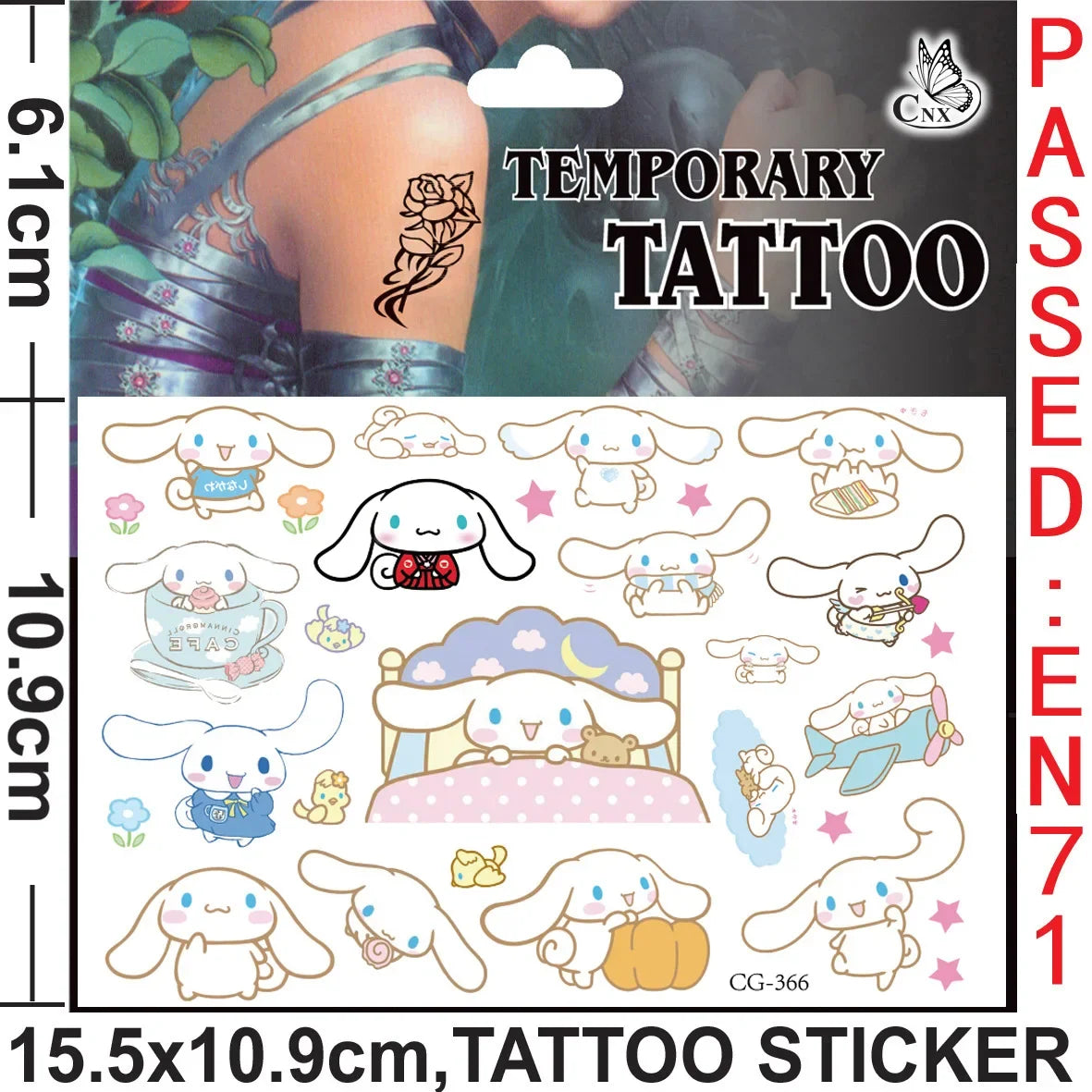 Sanrio series Tattoo Stickers Waterproof Cute Sticker Anime Birthday Party Supplies Decoration For Kids Women Men Gift