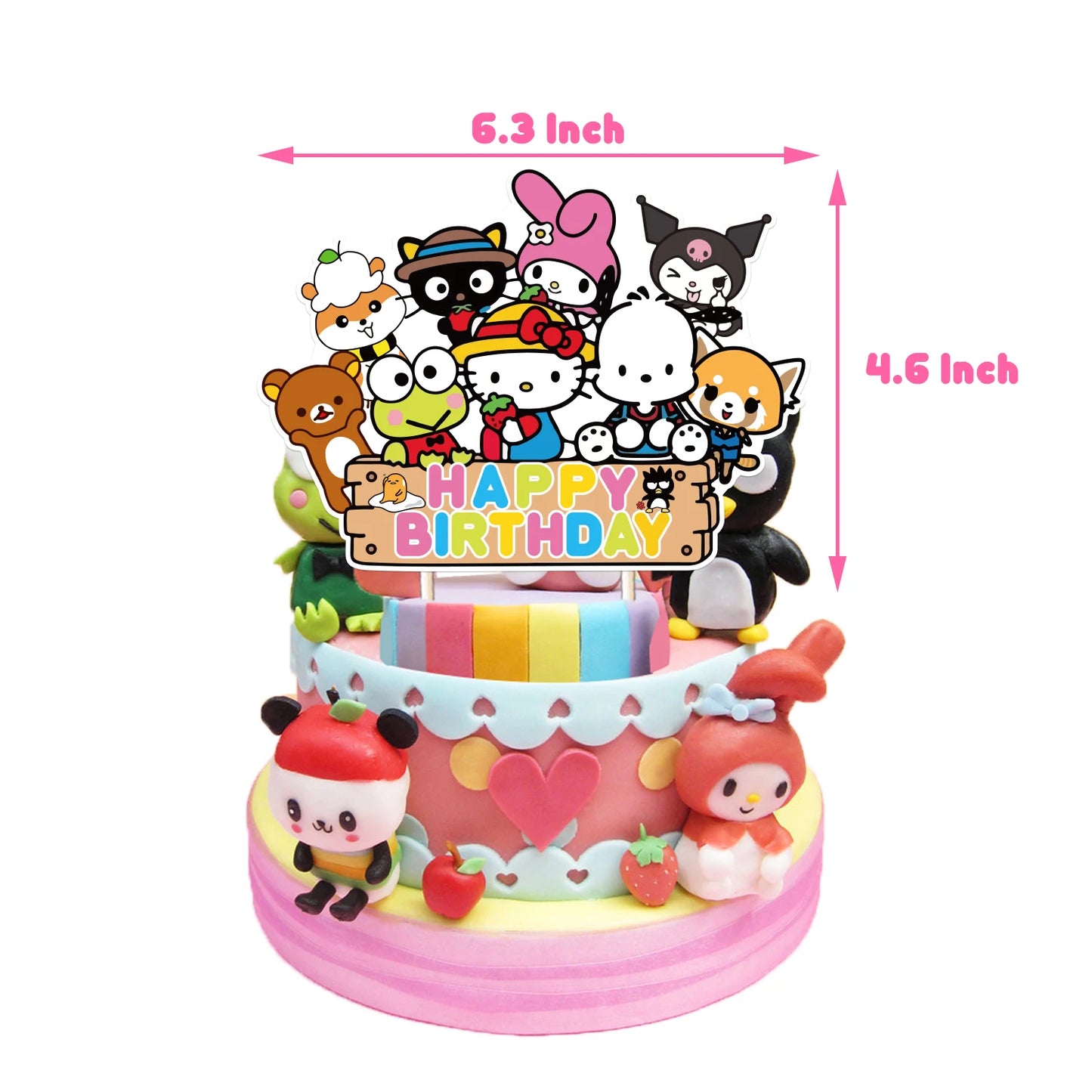 kawaii Sanrio Birthday Party cutlery plate Disposable Banner Cake Topper Hanging Flag Hello Kitty Balloons Birthday Decorations