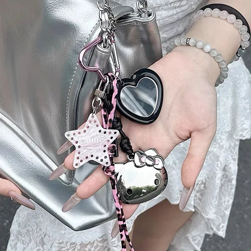 Sanrios Hellokittys Keychain Kawaii Cute Action Figure Rabbit Plush Key Chain Doll Pendant Bag Charm Accessories Keyring Ins