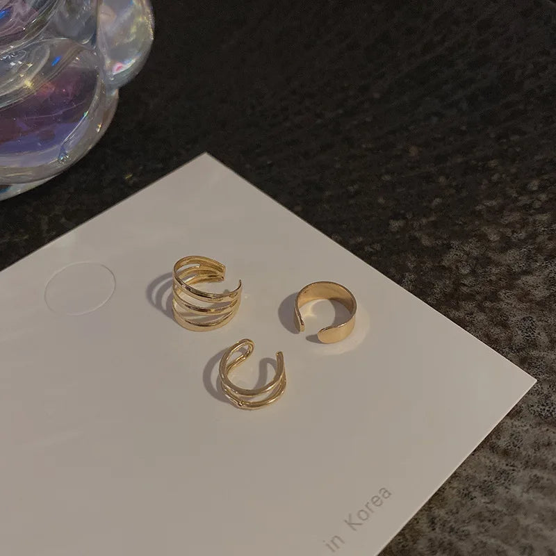 Silver Color Leaves Clip Earrings for Women Men Creative Simple C Ear Cuff Non-Piercing Ear Ear Clip Set Trend Jewelry Gift