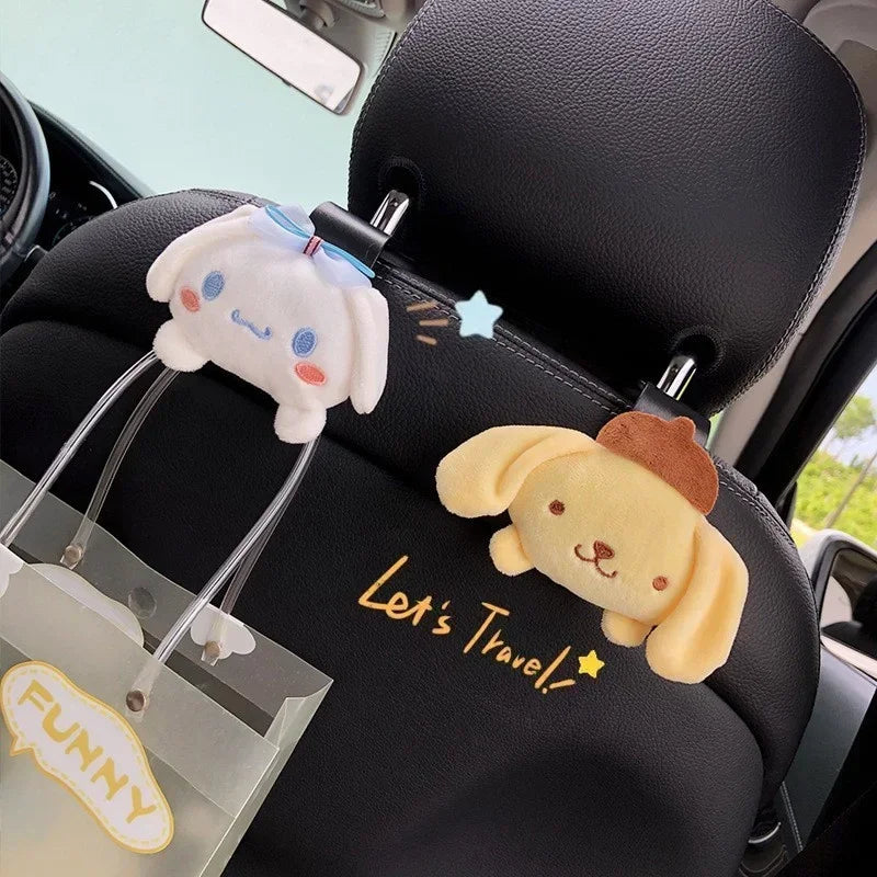 Sanrio Anime Figure Peripherals Car Hook Hanbag Storage Organizer Interior Decoration Cute Kuromi My Melody Car Seat Hook Gifts