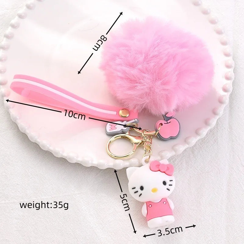Cartoon Kuromi Sanrio Keychain Cute MelodyHello Kitty Cinnamoroll Doll Pendant Decoration Keyring Jewelry Girl&Child Gifts Toy