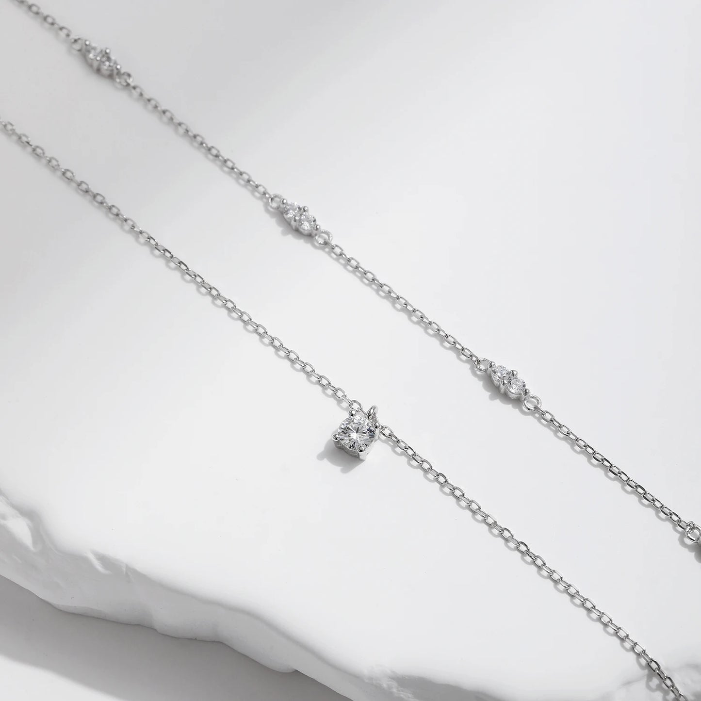 MODIAN 925 Sterling Silver Elegant Moissanite Double Layer Pendant Necklace Charming Choker Necklace Fine Jewelry For Women