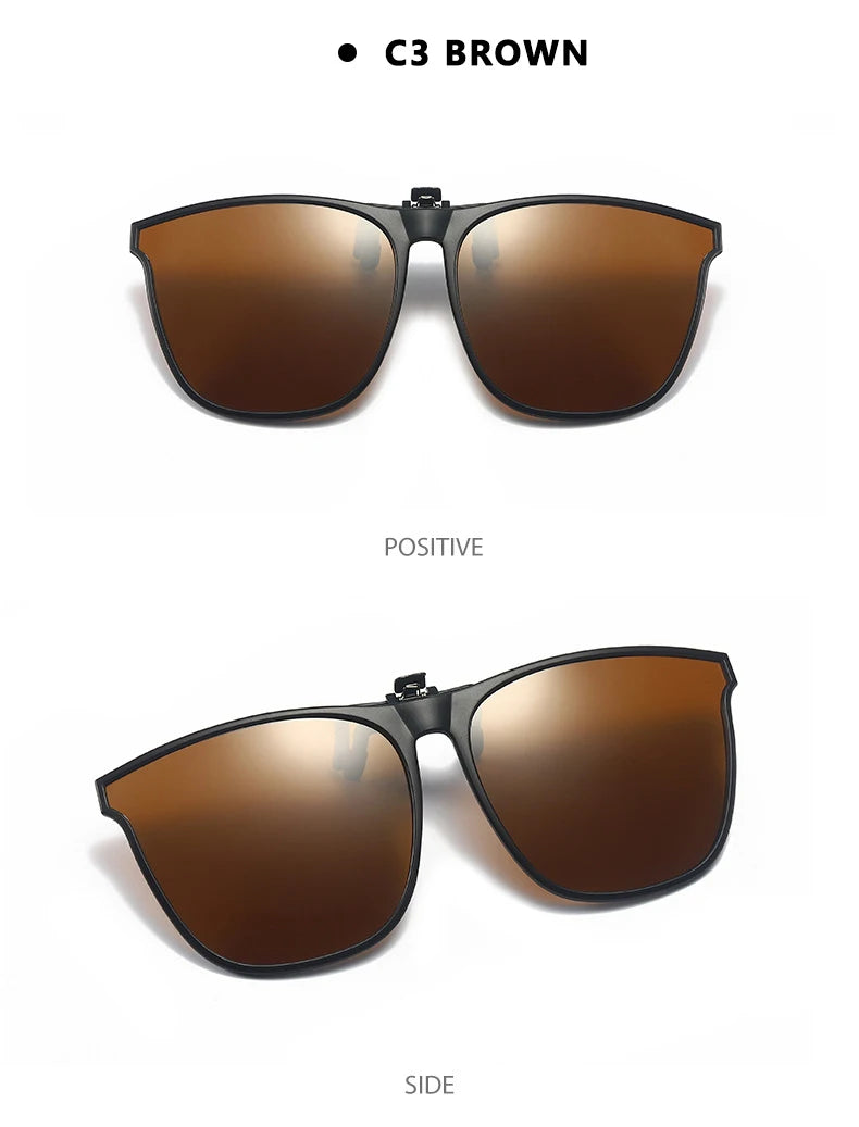 Polarized Clip On Sunglasses Men Car Driver Goggles Night Vision Glasses Anti Glare Vintage Square Glasses Oculos