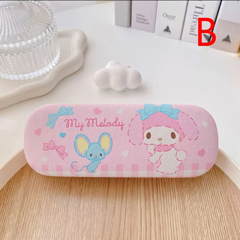 Cartoon Stitch Hello Kitty Glasses Case Children Students Anti Drop Glasses Storage Box Princess Series Pattern Protective Case