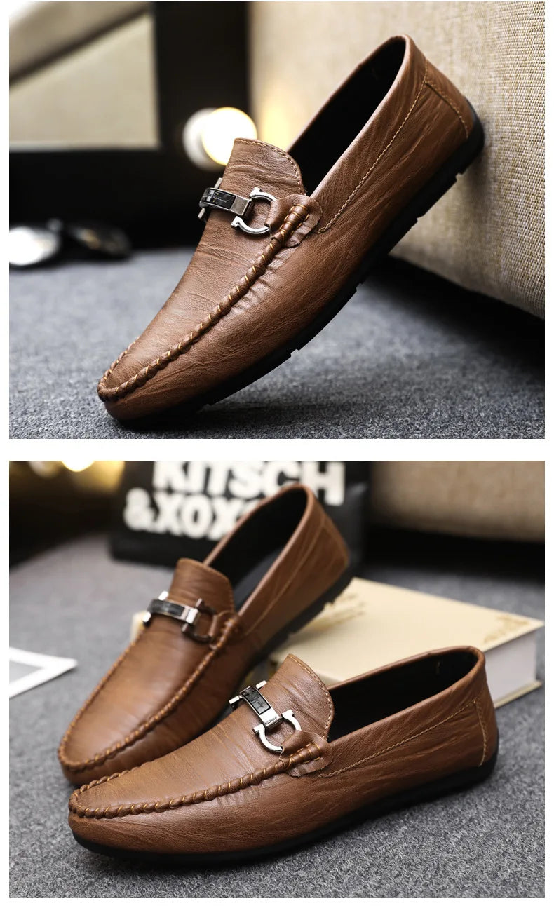 Men Loafers Shoes for Men Luxury Business Dress Shoes Comfy Slip-on Drive Moccasins Footwear Male Brand Leather Boat Shoes Men