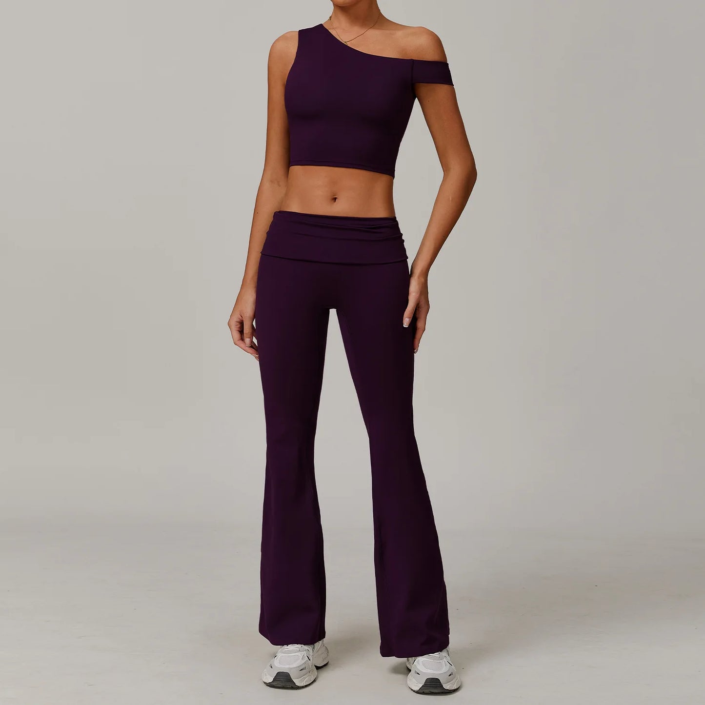 2Pcs Gym Set Sportswear Women Sports Tank Tops High Waist Stretch Flared Pant Gym Suit Fitness Clothes Activewear Workout Sets