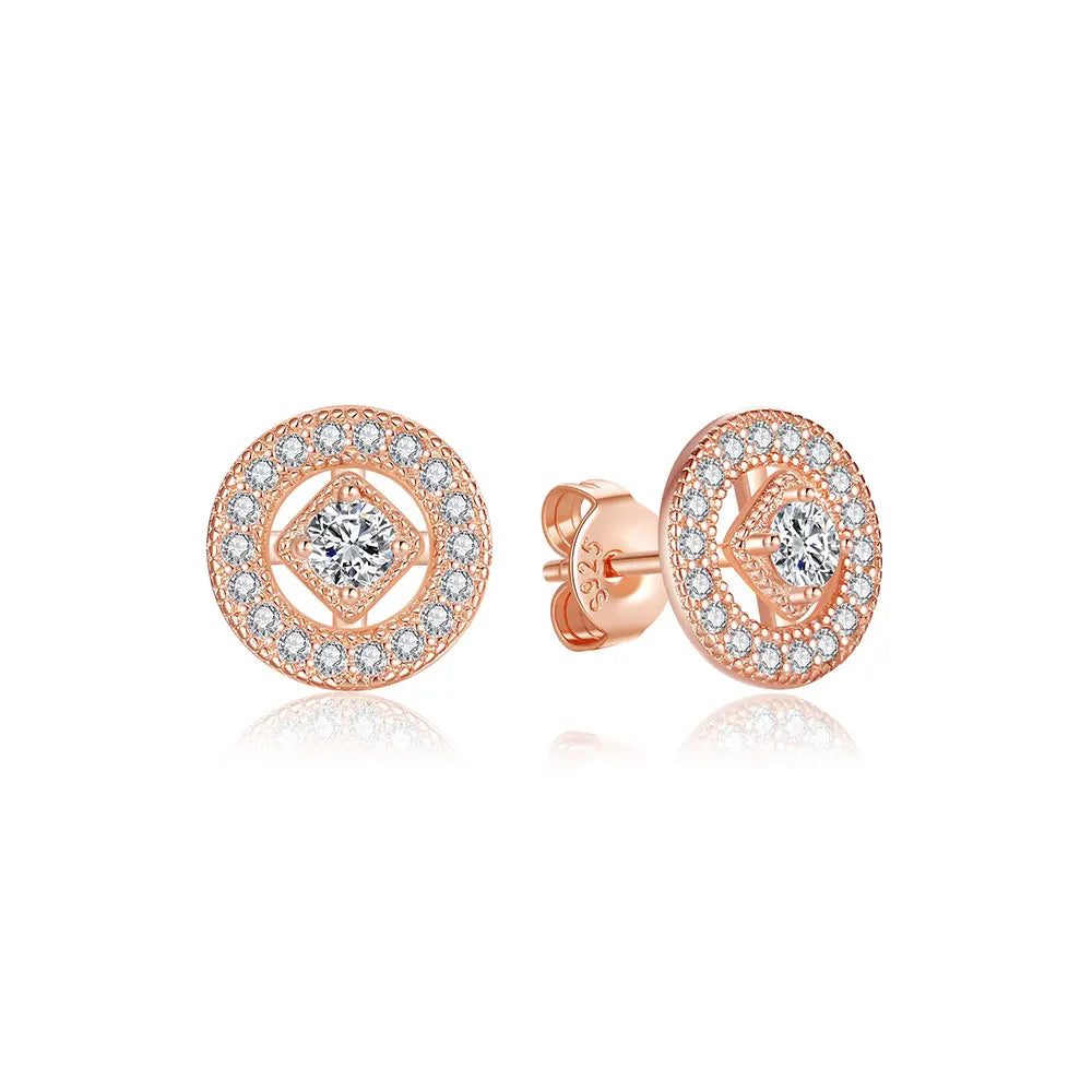 Original 925 Sterling Silver Earrings 2025 Stud Hoop Crystal Earings For Women Rose Gold Crown Heart Infinity Bee Earing Jewelry