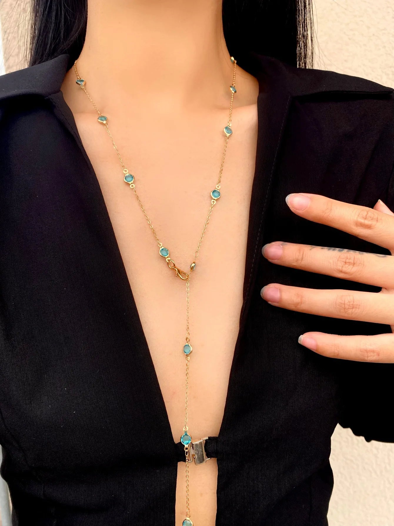 Bohemian Long Y-Shaped Necklaces for Women Y2K Metal Clavicle Chain Gold Color Choker Holiday Party Jewelry Necklace Gift Collar