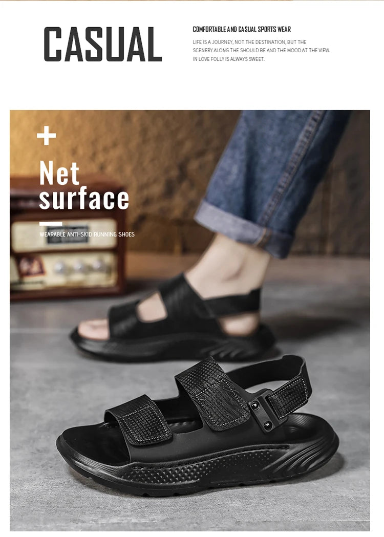 Sandals for men summer style soft sole casual wear-resistant anti slip black sandals for outdoor wear water wading beach shoes