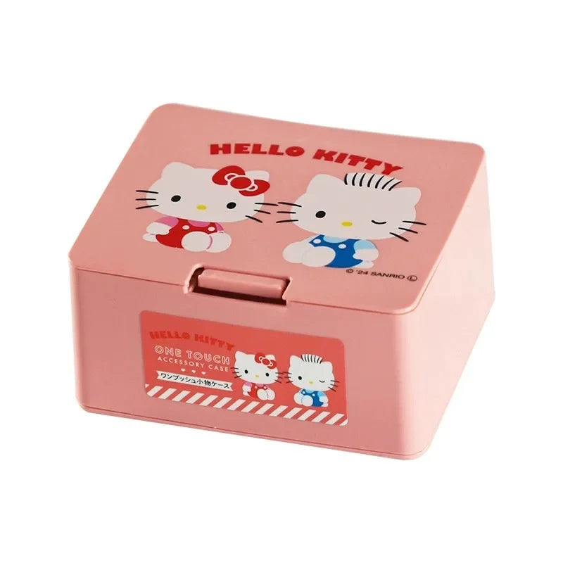 Genuine Japanese Sanrio Melody Sanrio Cotton Swab Stick Box Press Pop-up Cover Storage Box Cosmetics Storage Box