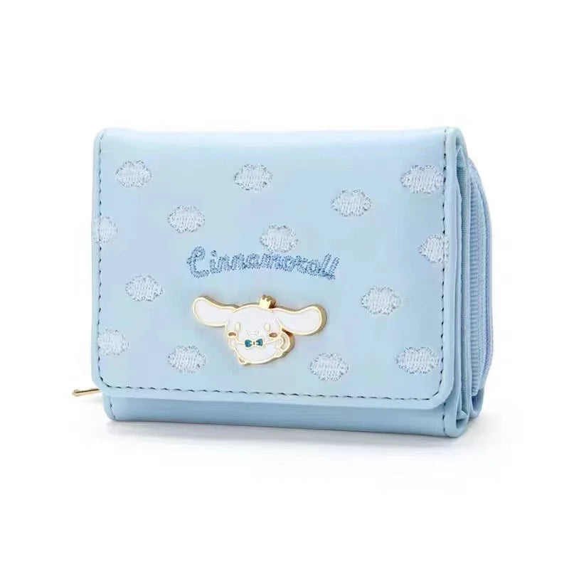 Sanrio Cinnamoroll Kuromi My Melody Hello Kitty Kawaii PU Leather Wallet Card Holders Casual Coin Purse Money Bag