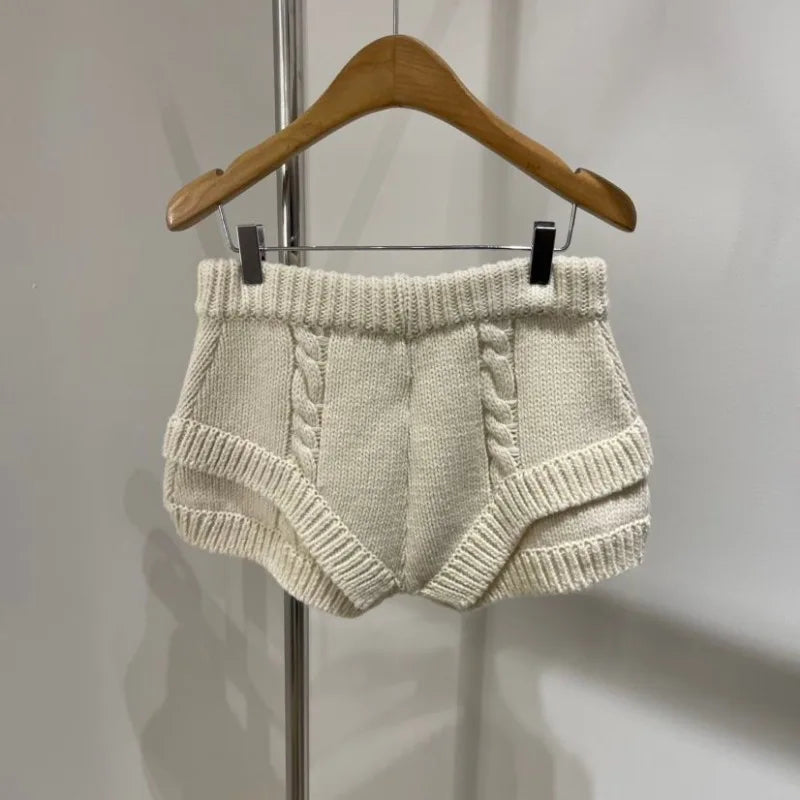 Kimotimo Hot Sexy Knit Shorts Women Korean Fashion Casual Outerwear Sheath Mini Pants 2025 Spring Solid Versatile Y2k Streetwear