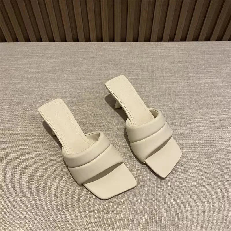 Women's Slippers New Women's Summer Wear Fashion Open-toed Square Flip-flops Women's High Heels Sandals Women zapatos de mujer