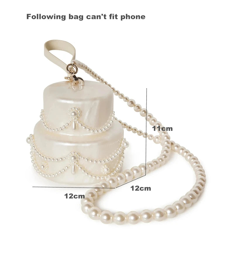 Cake shape clutch bag acrylic pearl color Evening dinner party purse Bag beaded box handbag