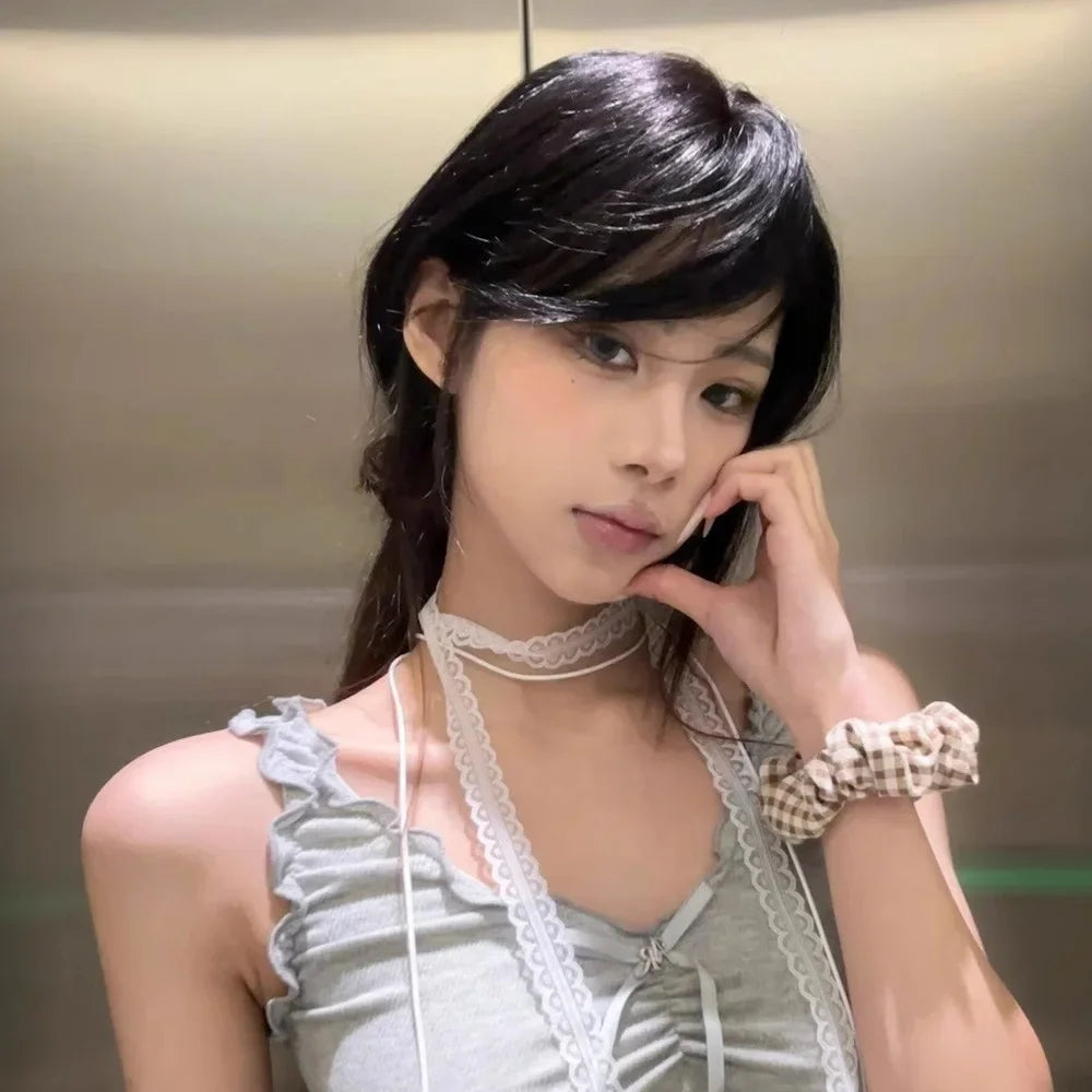 Fashion Choker Necklace for Women Sexy Black White Lace Bowknot Pendant Short Clavicle Chain Gothic Chokers Aesthetic Jewelry