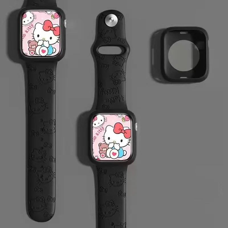 Hello Kitty Series Apple Watch Engraved Cartoon Print Apple Silicone Replacement Band Hot off the shelf inventory Cartoon Cute