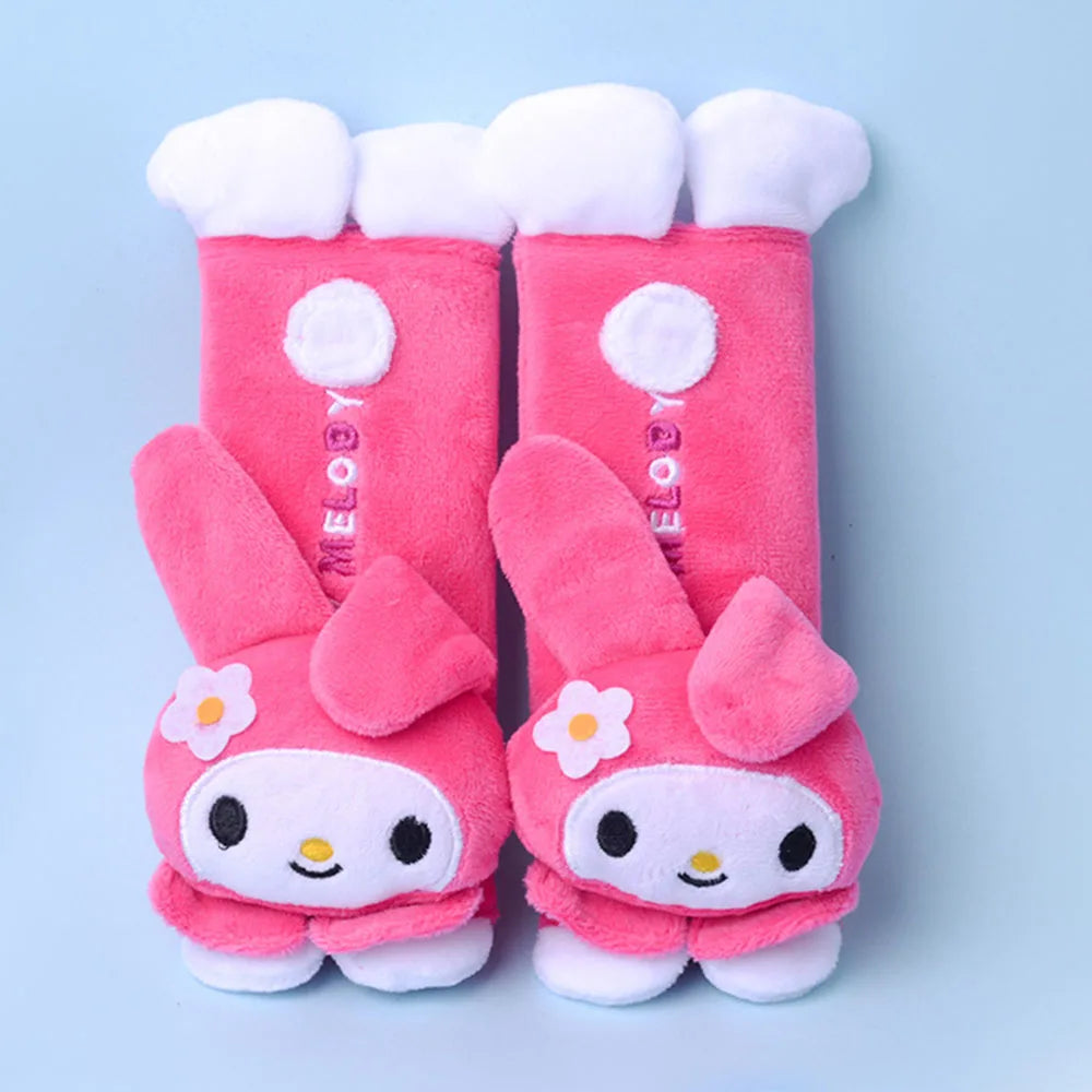 21cm Sanrio Hellokitty Melody Car Seat Belt Cover Soft Cute Cinnamoroll Kuromi Car Shoulder Interior Decoration Charm Gift