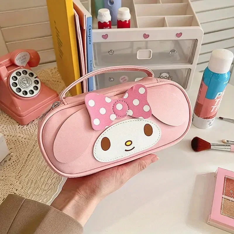 Sanrio Kuromi Large Capacity Pencil Case Cartoon Student Portable PU Pen Bag school Stationery My Melody Supplies Storage Bag