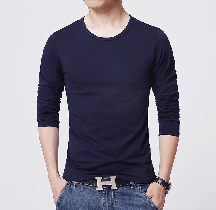 2025 MRMT 新品 メンズ Tシャツ 長袖 スリム メンズ Tシャツ 若者向け 純色 トップス Tシャツ Oネック 男性 ボーイズ Tシャツ