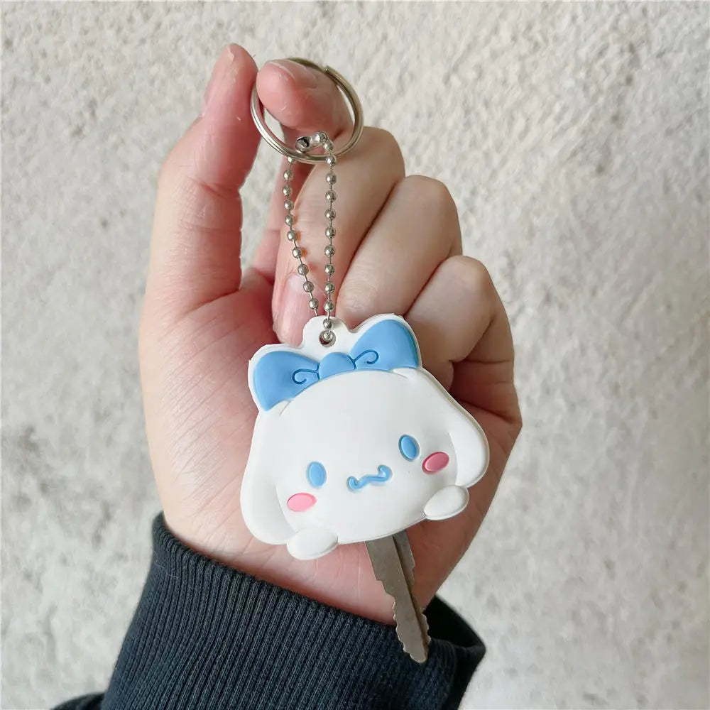 Sanrio Hello Kitty Kuromi Keychain Silicone Kawaii Anime Cute Key Case Kt Cat Pendant Melody Access Control Card Case Keychain