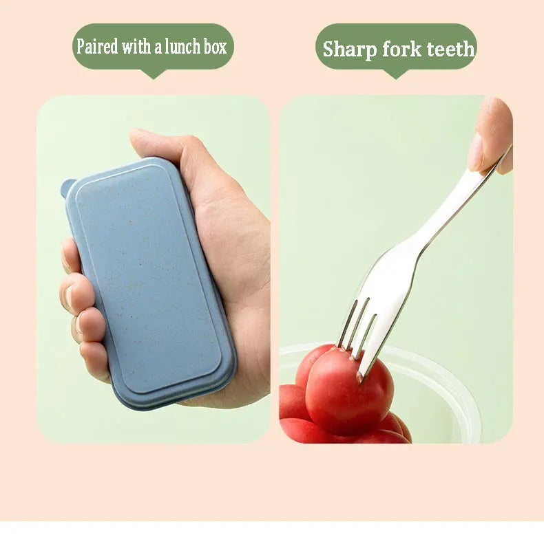 Outdoor Tourism 304 Stainless Steel Portable Tableware, CHILDREN'S Tableware, Dessert Tableware, Spoon and Fork Combination
