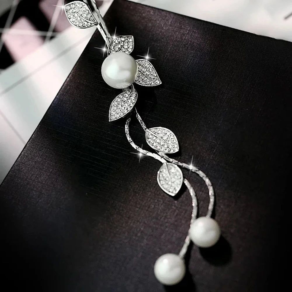 FSUNION 2025 New Elegant Simulated Pearl Choker for Women Silver Color Chain Long Necklaces Pendant Fashion Jewelry Accessories