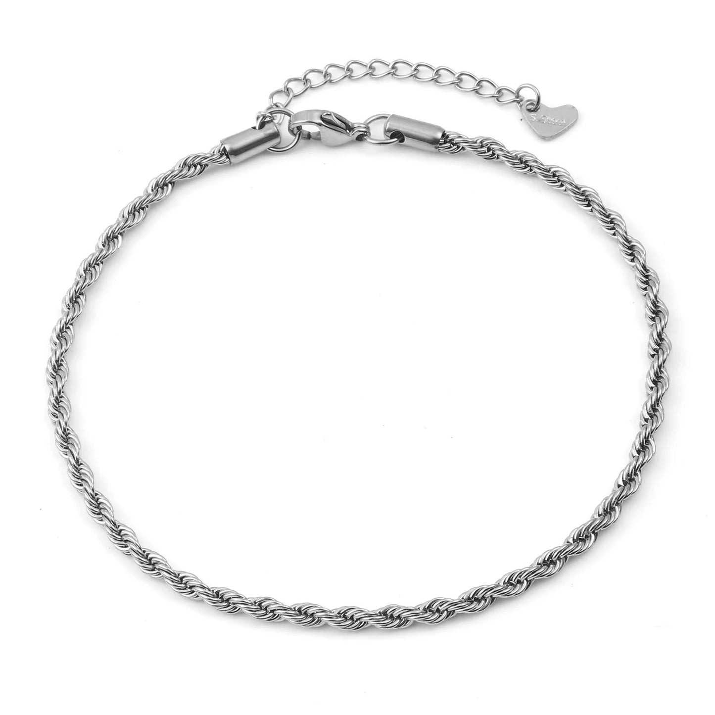 Stainless Steel Link Chain Anklet Silver Color For Women Beach Foot Leg Chain Ankle Bracelets Jewelry Gift 23.5cm long, 1 Piece