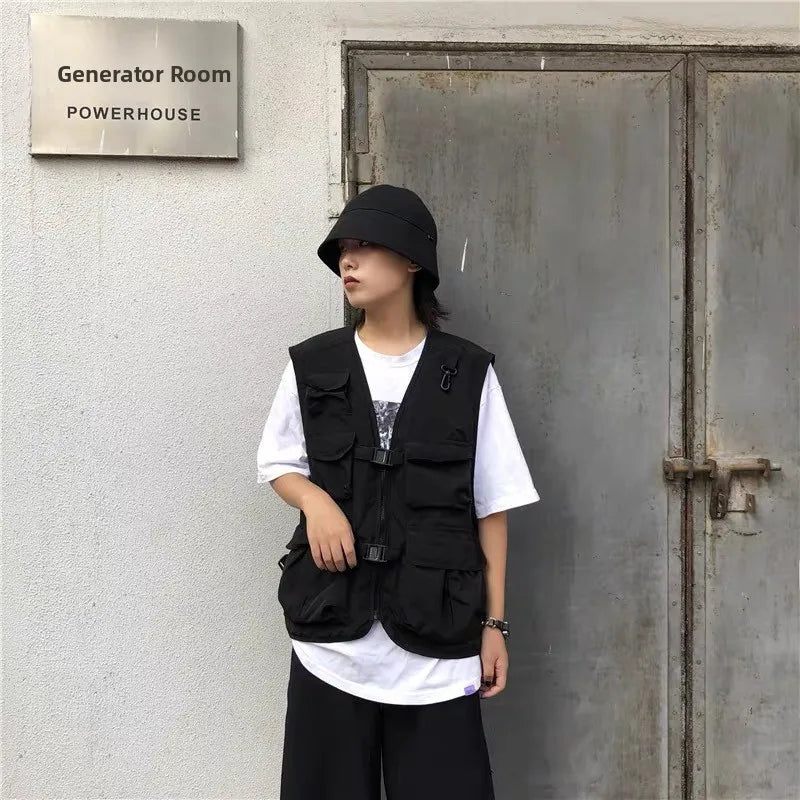 Loose ex Oversized keted Workwear Vest Street Sle Spor Svel Jaet for Men And Women Summer Casual Wear