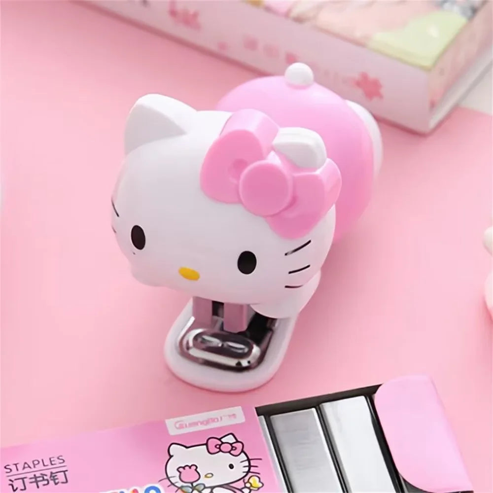 Kawaii Cartoon Anime Hello Kitty Stapler Stapler Set Student Stationery Cute Fashion Multi Functional School Office Binding Tool