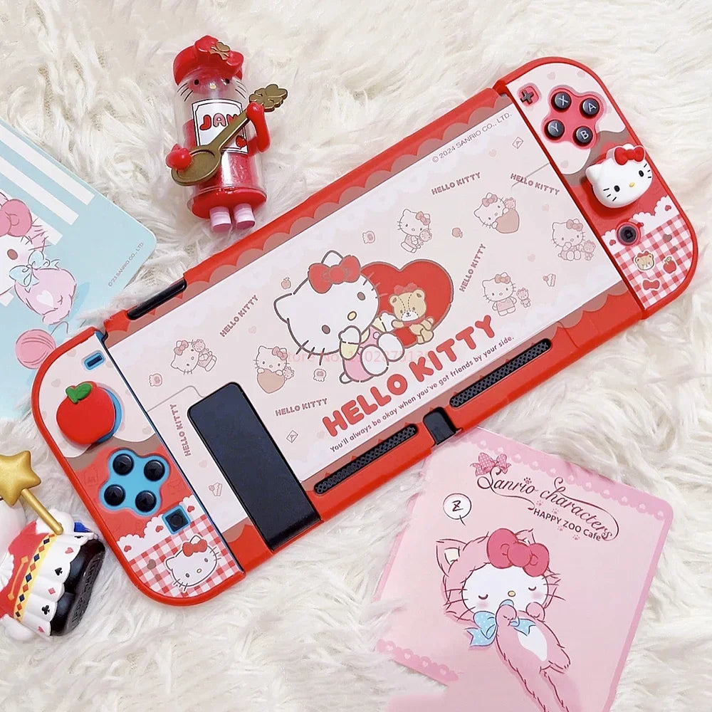 Sanrio Figure Hello Kitty Switch Ns/Oled Protective Case Hard Shell Protective Cover Plug Base Cute Peripheries Game Accessories