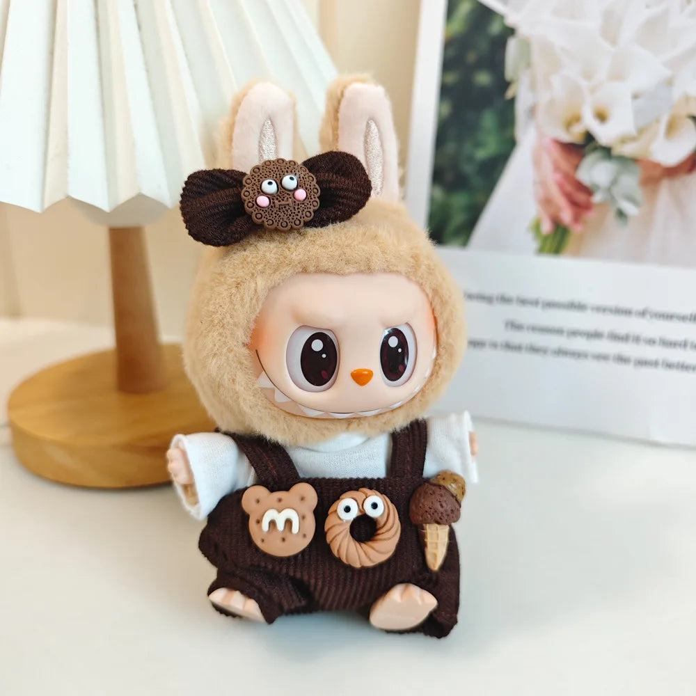 Doll Clothes for Labubu Clothes Hamburger Series 17CM Mini Plush Idol Doll Accessories Fans Gift