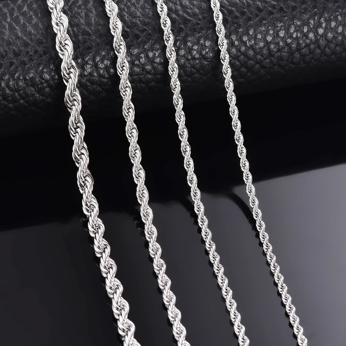 925スターリングシルバー幅2mm/3mm/4mmロープチェーンネックレス/ブレスレットメンズレディースメンズファッションチェーンネックレス1個