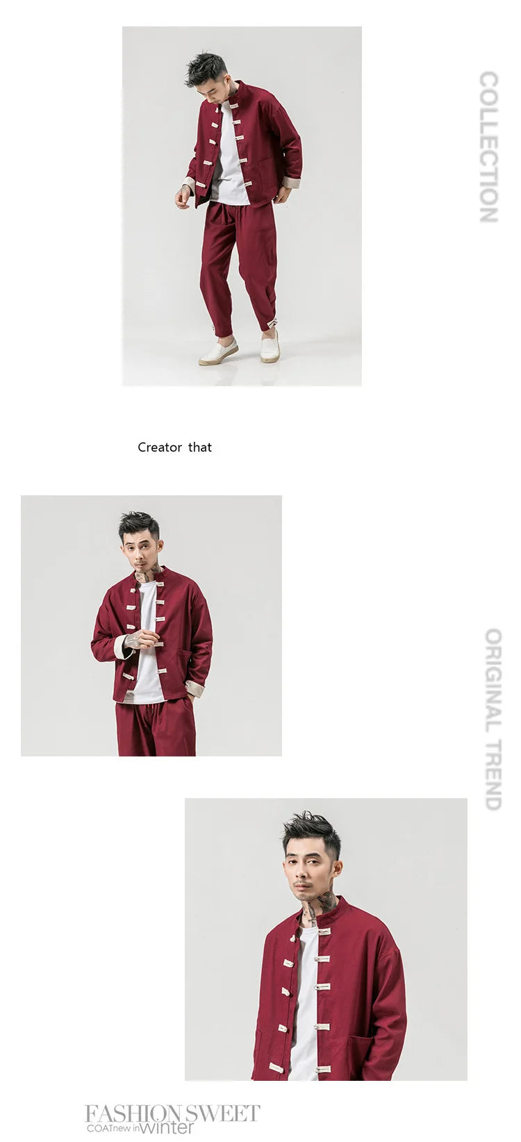 Chinese Wind Cotton Buckle Large Men's Casual Jacket Jacket Retro Stand-up Collar Tang Suit Top Batch