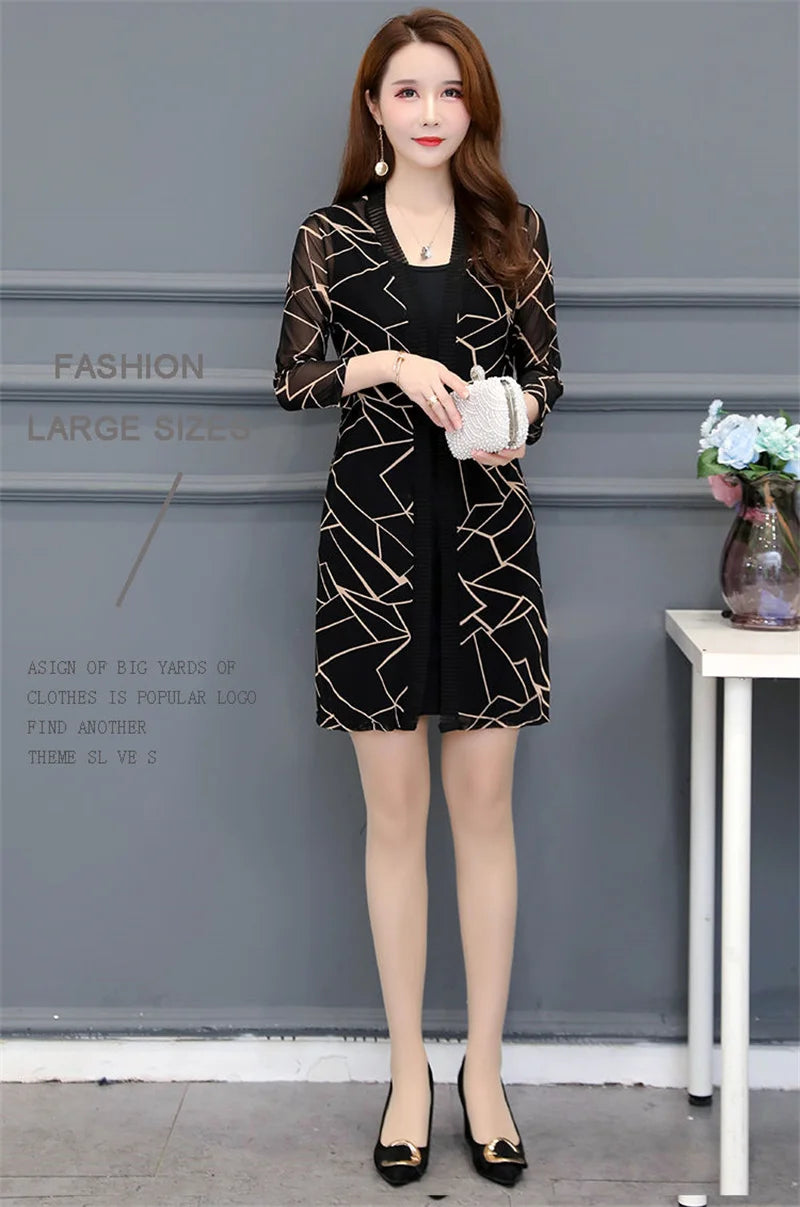 2024 Female Mid Length Large Size Sun Protection Cardigan Tops Coat Women Summer Gauze Lace Print Thin Sun Sunscreen Jacket 5XL