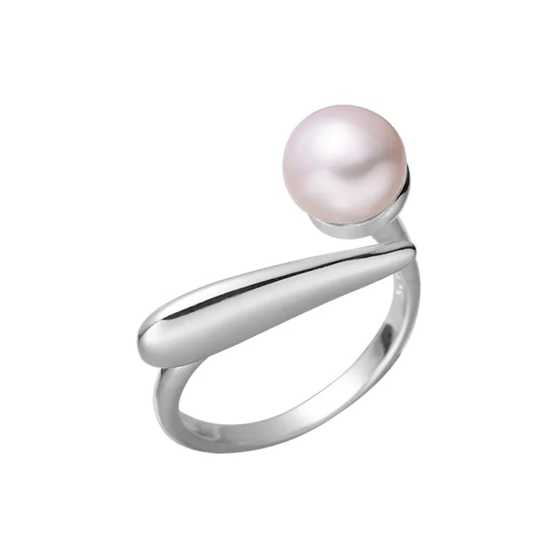 925 Sterling Silver Round Pearl Ring Wedding Adjustable Rings For Women Jewelry Wholesale Money 925