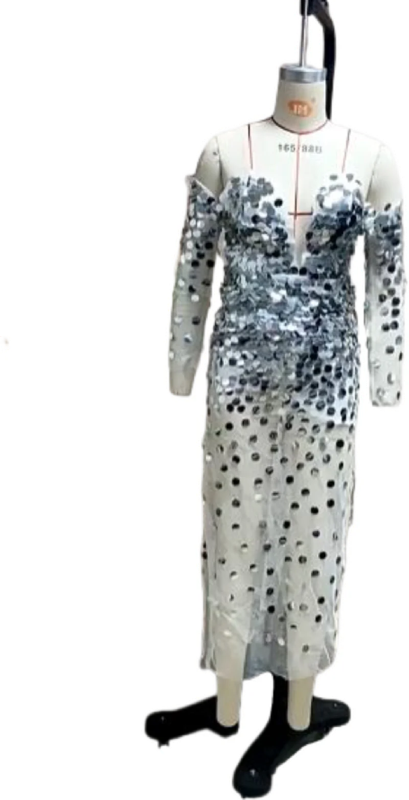 Sexy Dresses for Women One-shoulder Birthday Party Evening Dress Female Long Sleeve Gothic Sequins Elegant Ladies Clothes Dress
