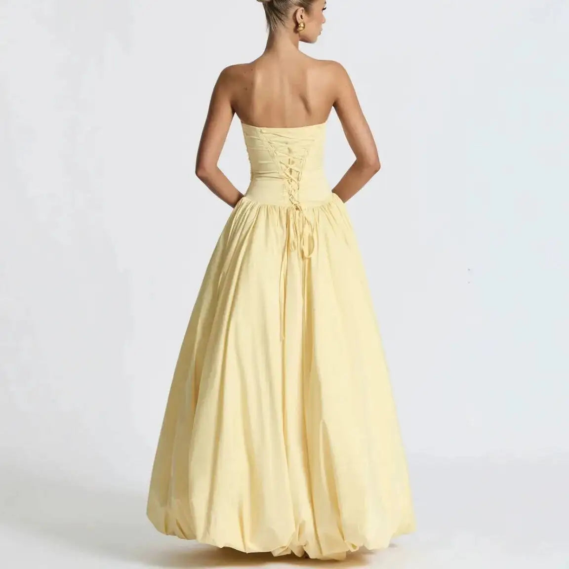 Giyu Sexy Evening Club Party Dresses Women 2025 Summer Bandage Lace Up Split Maxi Long Dress Elegant Strapless Backless Robe