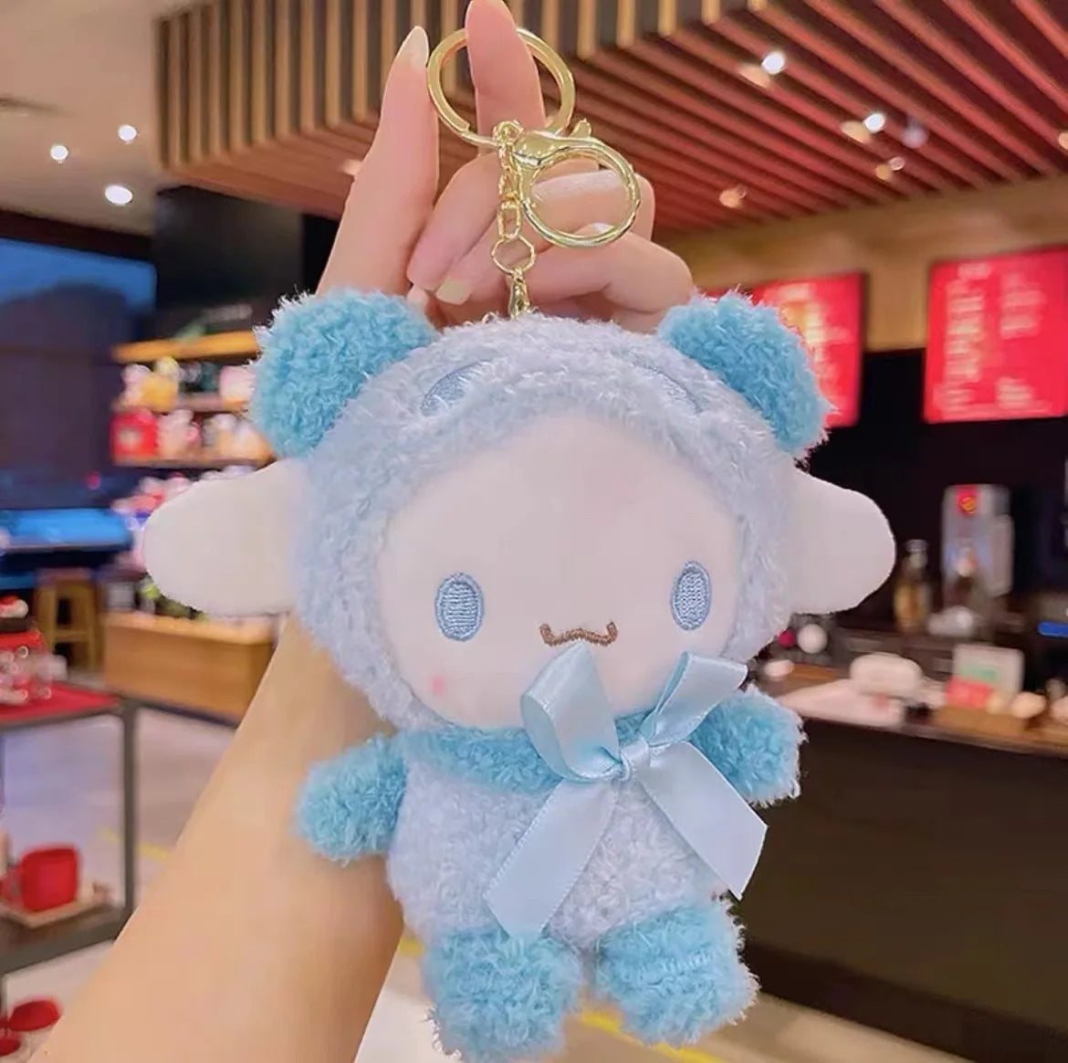 Sanrio Hello Kitty Plush Doll Keychain Pendant Cartoon Kt Cat Stuffed Plushies Key Ring Bag Accessories Girls Gift Kids Toys