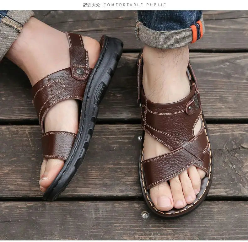 2025 New Men's Sandals for Men's Summer, Dual use for Cooling, Soft soled Exterior, Middle aged, Dad's Shoes, Elderly Shoes